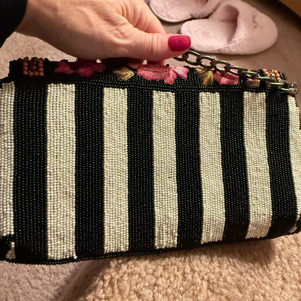 Mary Frances Black and Pink Floral Mini Bag - Picture 5 of 13